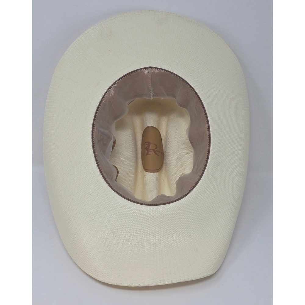 Resistol Denison 7X Hard Straw Cowboy Hat 6 7/8 Leather Sweatband with Protector - Picture 9 of 14